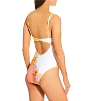 Antonio Melani Patchwork Floral V-Wire One Piece Swimsuit