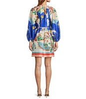 Antonio Melani Raffaella Key Hole Tie Neck Long Sleeve Belted Mini Dress