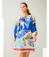 Antonio Melani Raffaella Key Hole Tie Neck Long Sleeve Belted Mini Dress