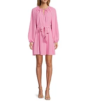 Antonio Melani Raffaella Split V-Neck Tie Waist Long Sleeve Dress