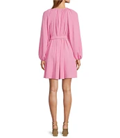 Antonio Melani Raffaella Split V-Neck Tie Waist Long Sleeve Dress