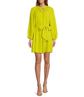 Antonio Melani Raffaella Split V-Neck Tie Waist Long Sleeve Dress