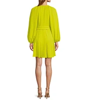 Antonio Melani Raffaella Split V-Neck Tie Waist Long Sleeve Dress