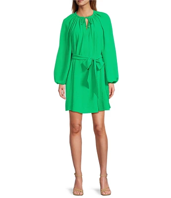 Antonio Melani Raffaella Split V-Neck Tie Waist Long Sleeve Dress