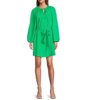 Antonio Melani Raffaella Split V-Neck Tie Waist Long Sleeve Dress