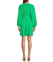 Antonio Melani Raffaella Split V-Neck Tie Waist Long Sleeve Dress