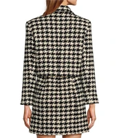 Antonio Melani Rita Wool Blend Houndstooth Notch Collar Long Sleeve Embellished Button Front Cropped Jacket