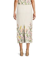 Antonio Melani Riviera Floral Embroidered Linen Sheath Skirt