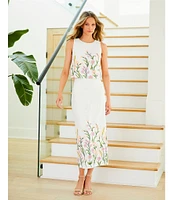 Antonio Melani Riviera Floral Embroidered Linen Sheath Skirt