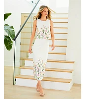 Antonio Melani Riviera Floral Embroidered Linen Sheath Skirt