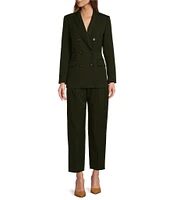 Antonio Melani Coordinating Riviera Ponte Twill Notch Lapel Long Sleeve Button Front Long Line Blazer