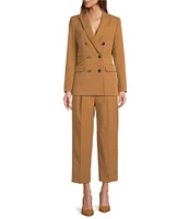 Antonio Melani Coordinating Riviera Ponte Twill Notch Lapel Long Sleeve Button Front Long Line Blazer