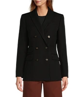 Antonio Melani Coordinating Riviera Ponte Twill Notch Lapel Long Sleeve Button Front Long Line Blazer