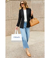 Antonio Melani Coordinating Riviera Ponte Twill Notch Lapel Long Sleeve Button Front Long Line Blazer