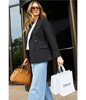 Antonio Melani Coordinating Riviera Ponte Twill Notch Lapel Long Sleeve Button Front Long Line Blazer