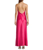 Antonio Melani Rosalea Rosette Satin Halter Dress