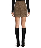 Antonio Melani Rosy Houndstooth High Rise A-Line Mini Coordinating Skirt