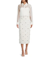 Antonio Melani Rylan Crepe Jewel Embellished Pencil Midi Skirt