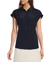 Antonio Melani Samantha Collared Short Sleeve Button Front Blouse