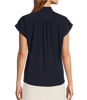 Antonio Melani Samantha Collared Short Sleeve Button Front Blouse