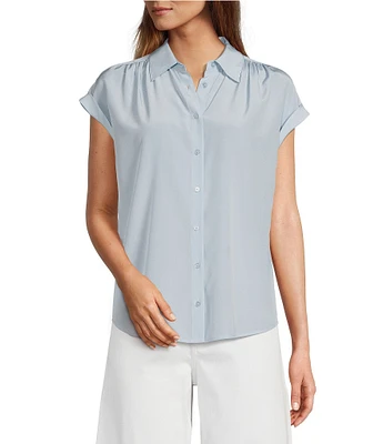 Antonio Melani Samantha Collared Short Sleeve Button Front Blouse