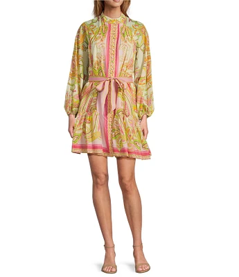 Antonio Melani Scarf Print Floral Border Print Brynn Dress
