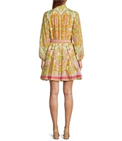 Antonio Melani Scarf Print Floral Border Print Brynn Dress