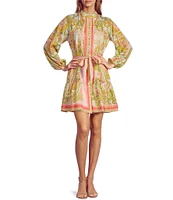 Antonio Melani Scarf Print Floral Border Print Brynn Dress