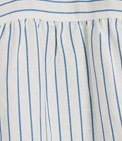 Antonio Melani Shyla Linen Blend Stripe Print Collared Button Down Coordinating Blouse