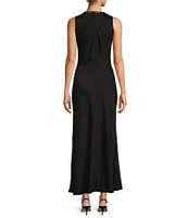 Antonio Melani Sparrow Linen Blend Shell Round Neckline Sleeveless Maxi Dress