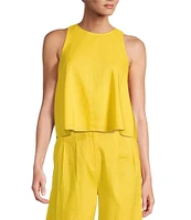 Antonio Melani Stretch Linen Round Neck Audrey Linen Blouse