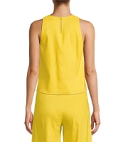 Antonio Melani Stretch Linen Round Neck Audrey Linen Blouse