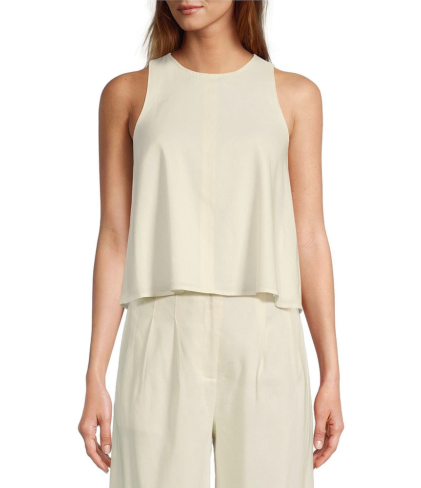 Antonio Melani Stretch Linen Round Neck Audrey Linen Blouse
