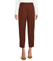 Antonio Melani Coordinating Emery Ponte Twill High Rise Pleated Front Wide Cropped Ankle Trousers