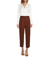 Antonio Melani Coordinating Emery Ponte Twill High Rise Pleated Front Wide Cropped Ankle Trousers