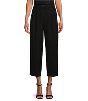 Antonio Melani Coordinating Emery Ponte Twill High Rise Pleated Front Wide Cropped Ankle Trousers