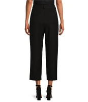 Antonio Melani Coordinating Emery Ponte Twill High Rise Pleated Front Wide Cropped Ankle Trousers