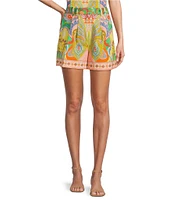 Antonio Melani Summer Printed Cooridinating Linen Pleated Shorts