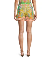Antonio Melani Summer Printed Cooridinating Linen Pleated Shorts