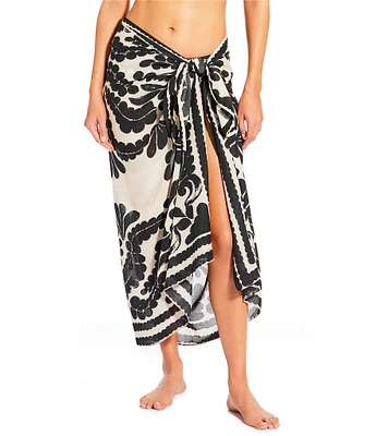 Antonio Melani Talavera Print Classic Self Tie Pareo Sarong Swim Cover-Up