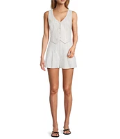 Antonio Melani Tropez Pleated Linen Stripe Coordinating Shorts