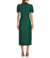 Antonio Melani Willow Floral Applique Mock Neck Short Sleeve Midi Dress