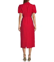 Antonio Melani Willow Floral Applique Mock Neck Short Sleeve Midi Dress