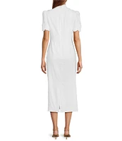 Antonio Melani Willow Floral Applique Short Sleeve Mock Neck Midi Dress