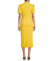 Antonio Melani Willow Floral Applique Short Sleeve Mock Neck Midi Dress