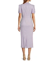 Antonio Melani Willow Floral Applique Short Sleeve Mock Neck Midi Dress