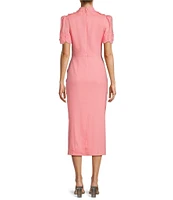 Antonio Melani Willow Floral Applique Short Sleeve Mock Neck Midi Dress