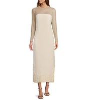 Antonio Melani x Elizabeth Damrich Babe Mesh Long Sleeve Crepe Soutache Full Length Dress