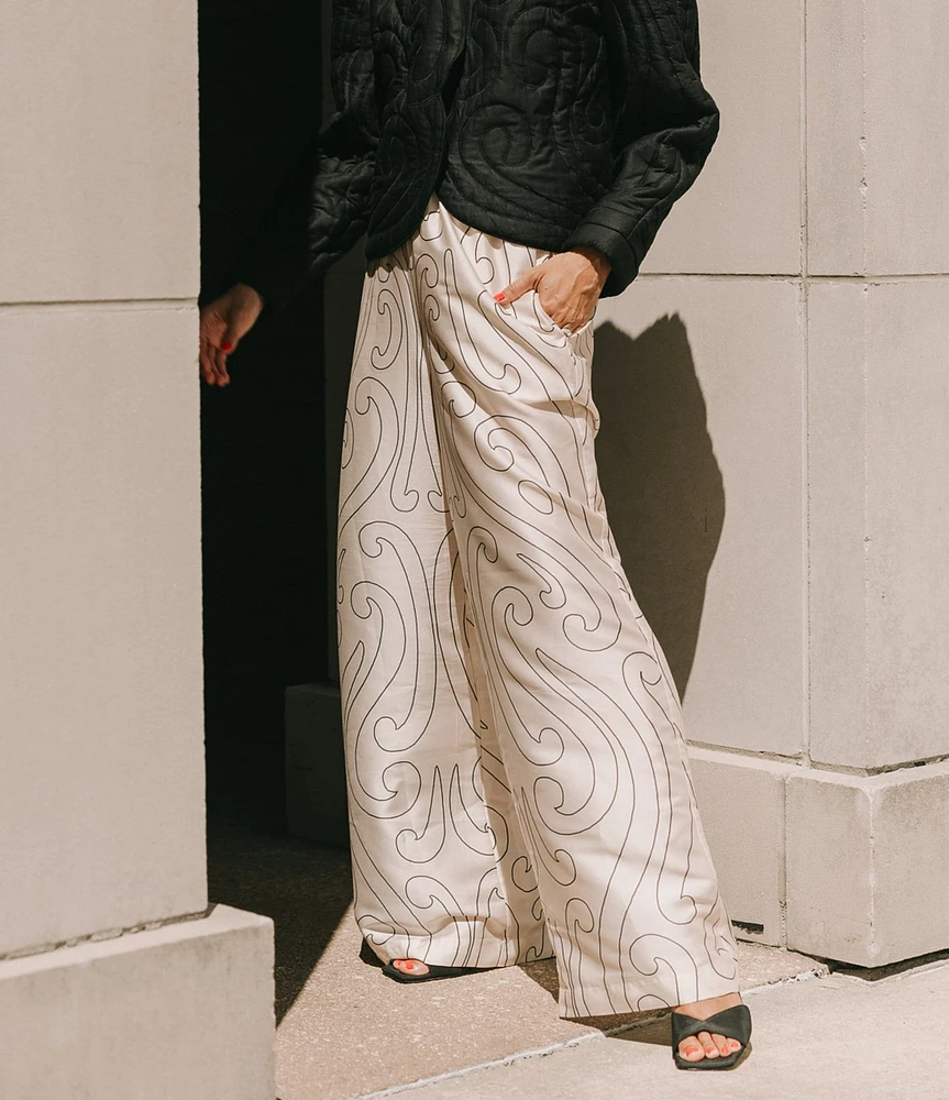 Antonio Melani x Elizabeth Damrich Dali Printed Satin Twill Flat Front Pant