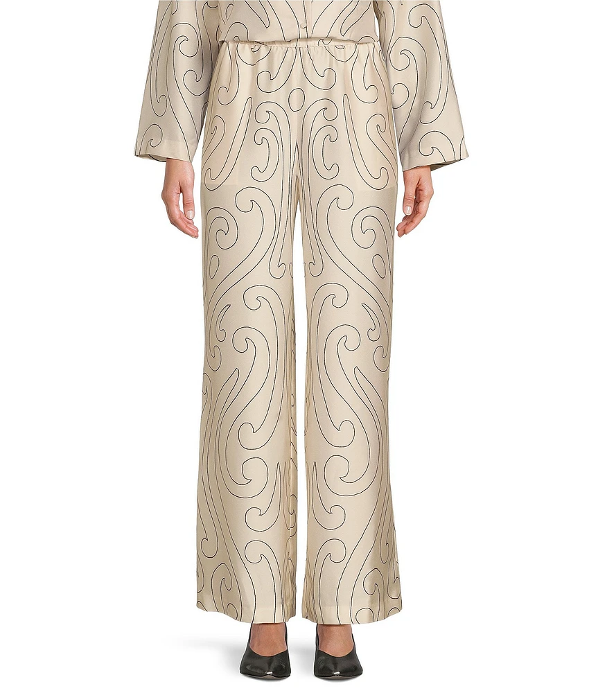 Antonio Melani x Elizabeth Damrich Dali Printed Satin Twill Flat Front Pant